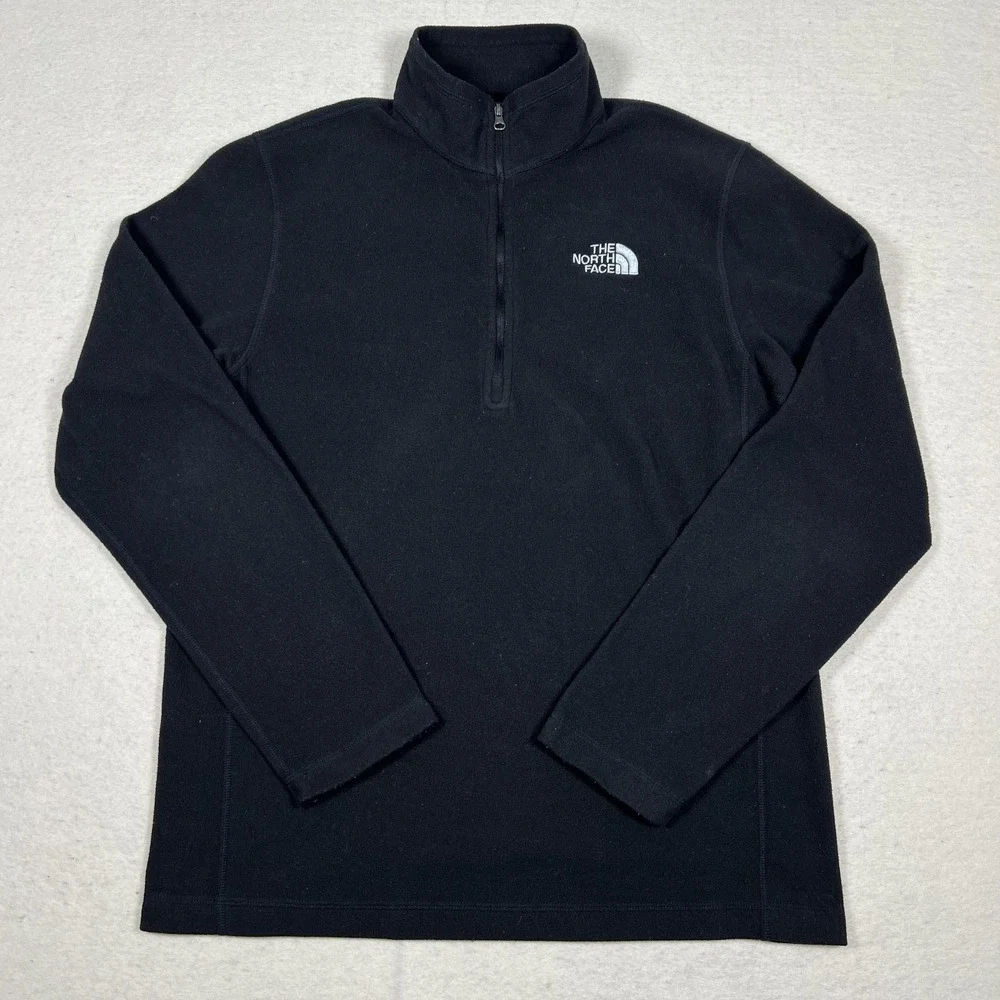 The North Face Quarter Zip Sweatshirt Mens Small‎ Black Fleece Pullover Logo